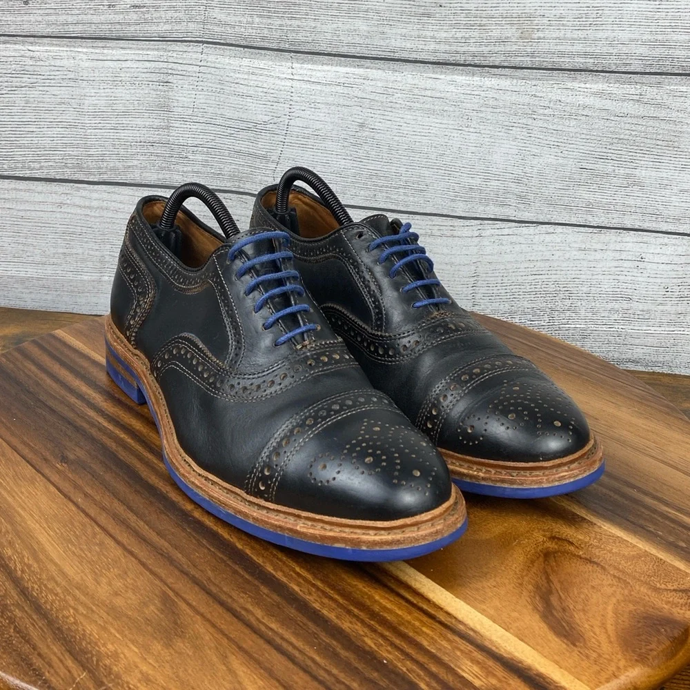 Allen Edmonds Strandmok Cap Toe Oxford Dainite Rubber Sole Black Leather Men’s 9
